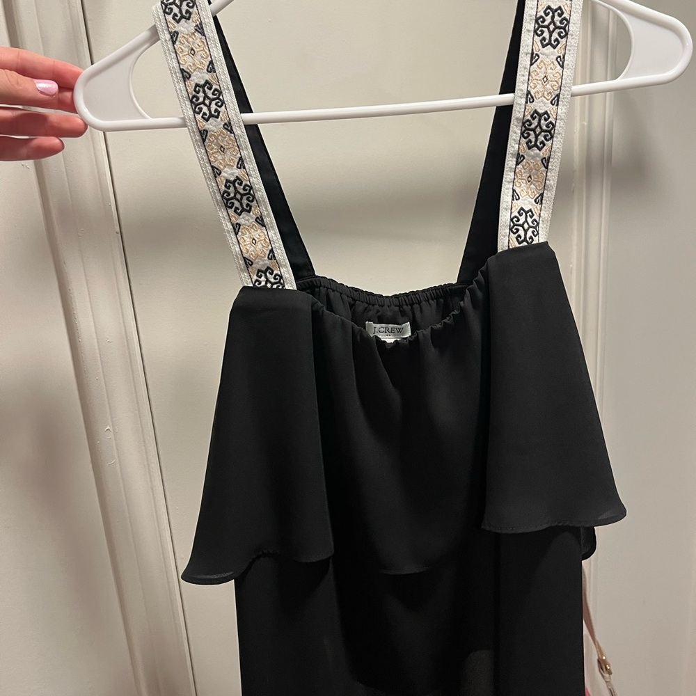 J. Crew Black Top with Patterned Detail